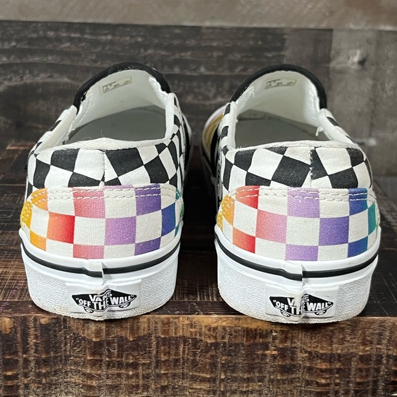 Vans Asher Slip On Rainbow Check Low Skate Multicolor Shoes Size 7.5 - Picture 5 of 7